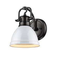 Golden 3602-BA1 BLK-WH - Yep by Golden Lighting Duncan 1-light Vanity in Matte Black and White shade